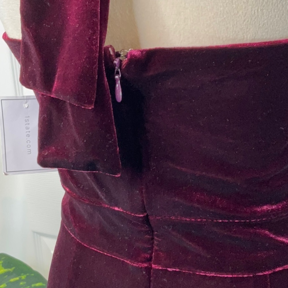 1.STATE Women's Mock Neck Halter Tie-Neck Velvet Jumpsuit Size S - Picture 11 of 13